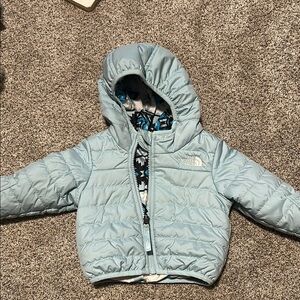 The North Face Sky Blue with Aztec print reversible Quilted Jacket